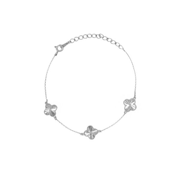 Sterling Silver Diamond Cut Clover Bracelet