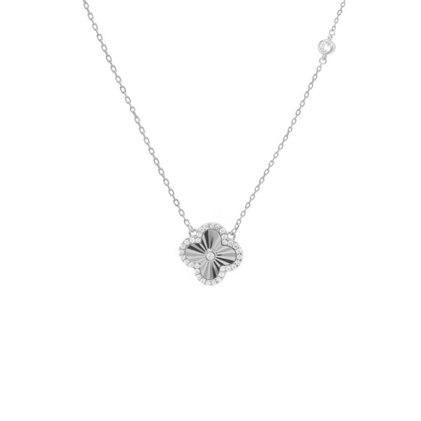Sterling Silver Diamond Cut Clover Necklace