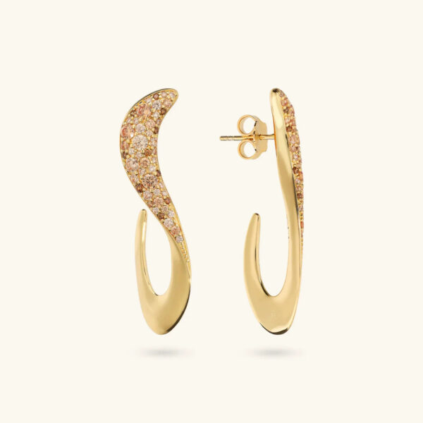 Etrusca Gold Plated Designer Champagne CZ Earrings