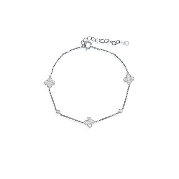 Sterling Silver Cubic Zirconia Clover Bracelet