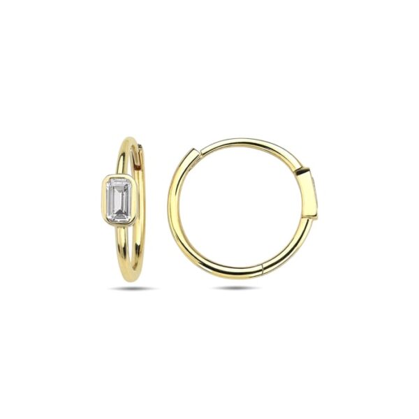 10K Gold Cubic Zirconia Huggie Hoops