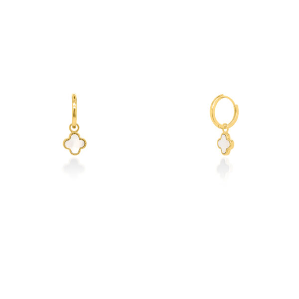 Silver Gold Plated Mother of Pearl Clover Huggies