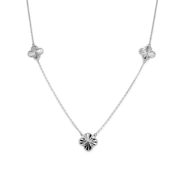 Sterling Silver Diamond Cut Clover Necklace
