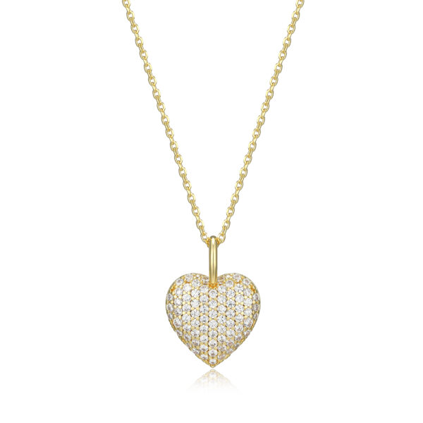 Reign Silver 18K Gold Plated CZ Heart Necklace
