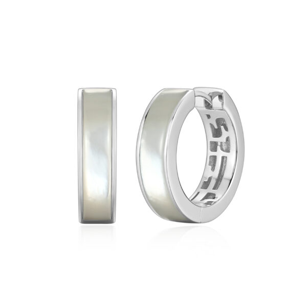 Silver ELLE Mother of Pearl Hoop Earrings
