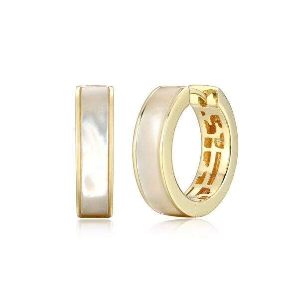 Silver Gold Plated ELLE Mother of Pearl Hoop Earrings