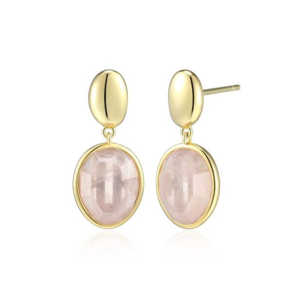 Silver Gold Plated ELLE Rose Quartz Earrings