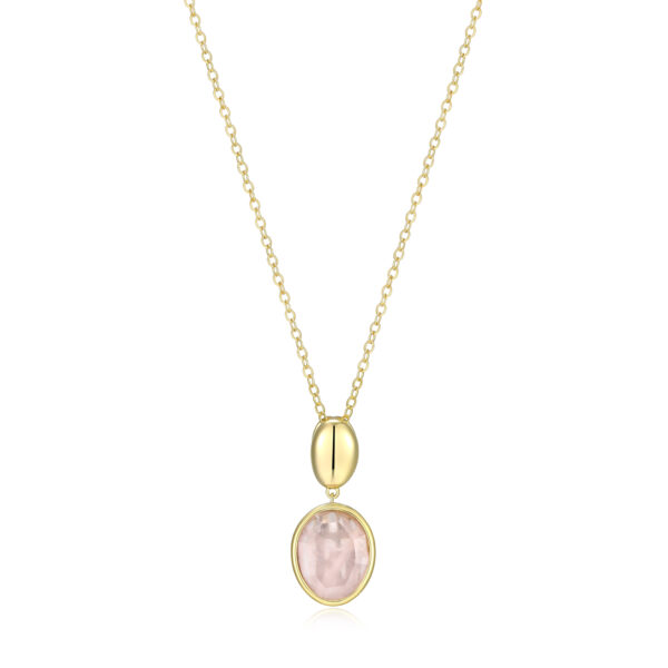 Silver Gold Plated ELLE Rose Quartz Necklace
