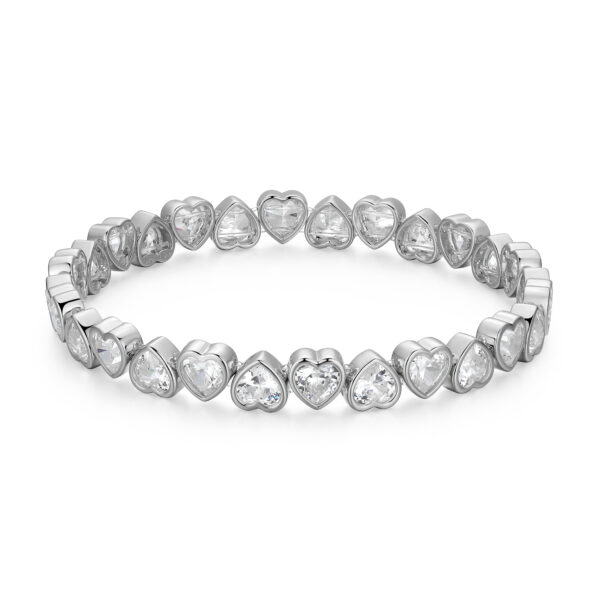 Reign Silver CZ Heart Stretch Bracelet