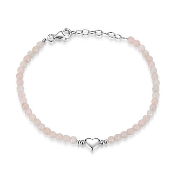 Reign Silver Heart Pink Quartzite Bracelet