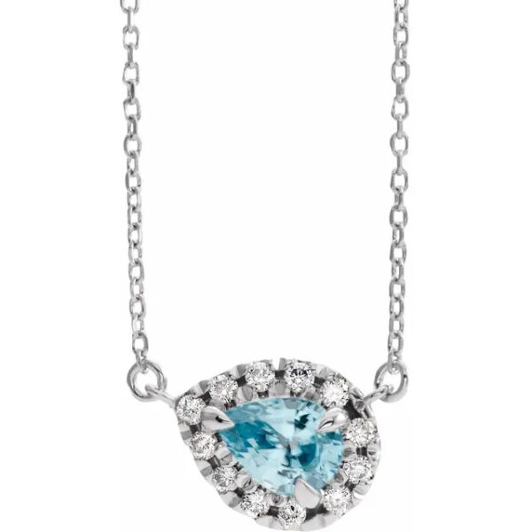 Sterling Silver Aquamarine & Diamond Necklace