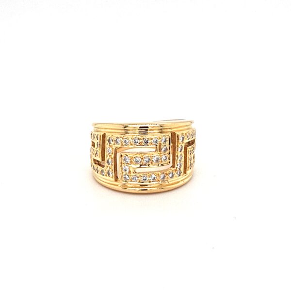 ESTATE 18K Greek Key Diamond Ring