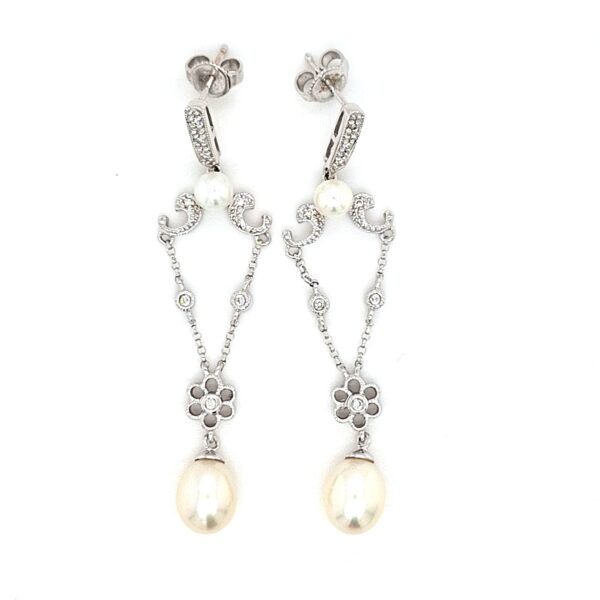 ESTATE Pearl & Diamond Statement Earrings