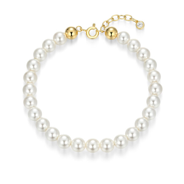 Reign Silver 18K Gold Plated Pearl Bracelet