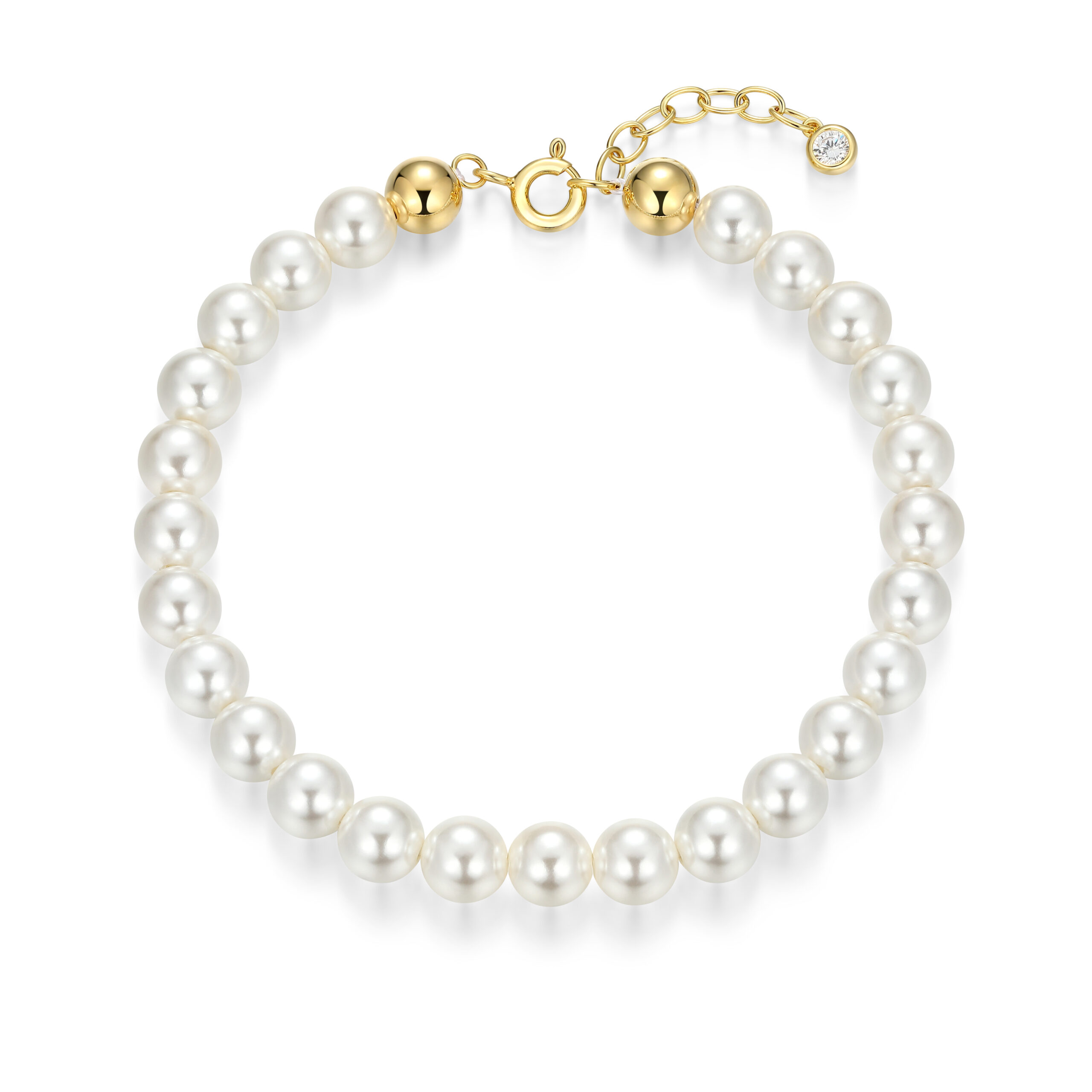 Reign Silver 18K Gold Plated Pearl Bracelet