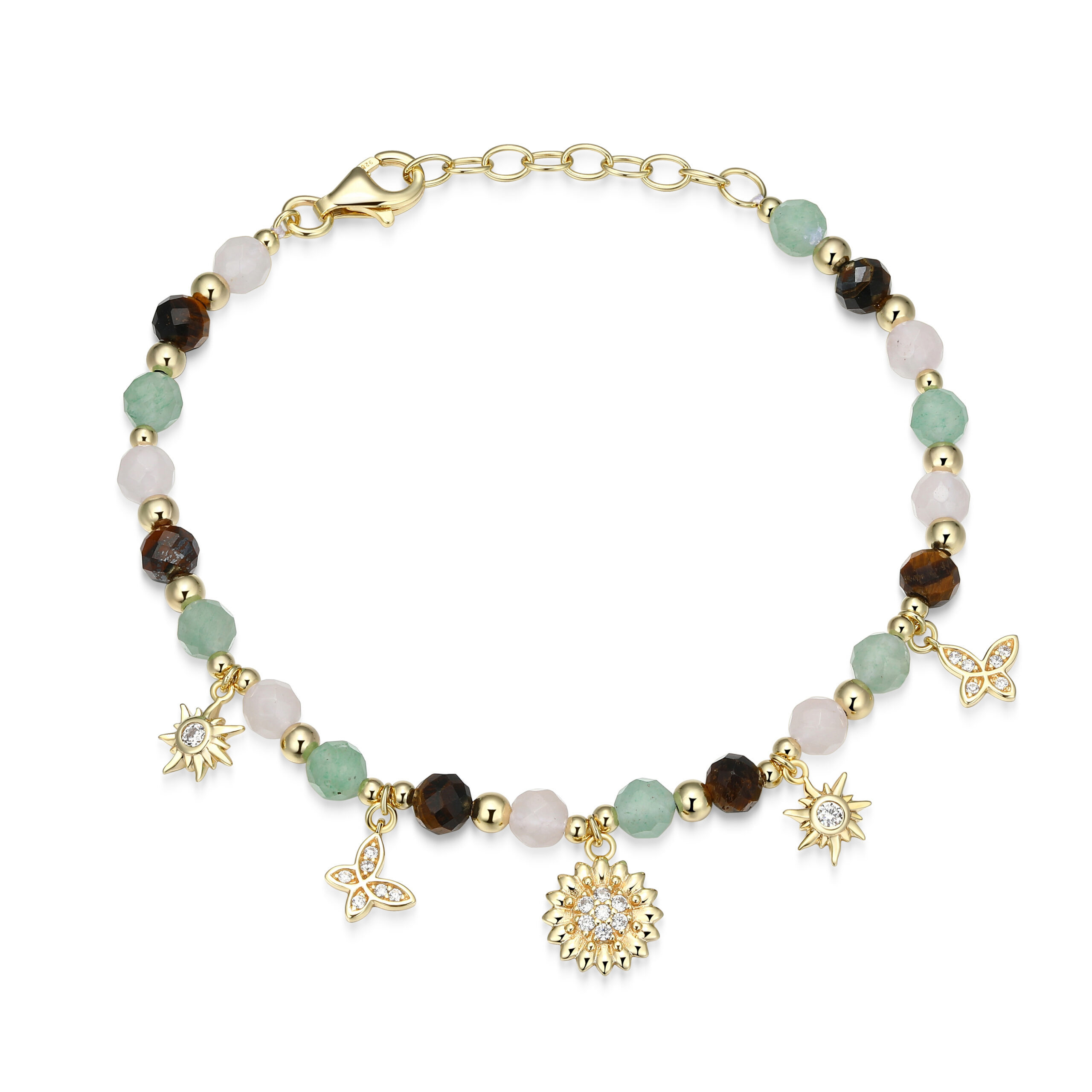 Reign Silver 18K Gold Plated Charm Bracelet