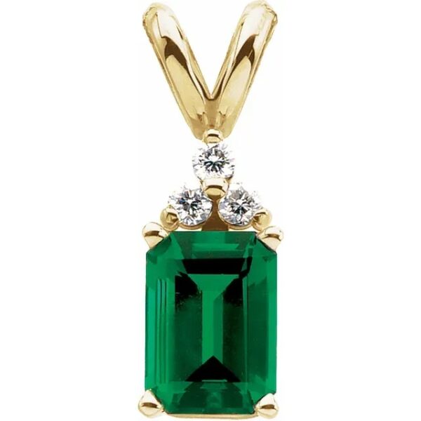 14K Emerald & Diamond Pendant