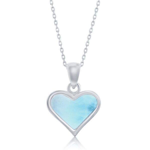 Sterling Silver Larimar Heart Necklace