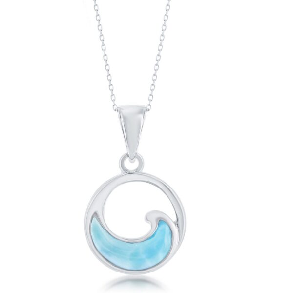 Sterling Silver Larimar Wave Necklace