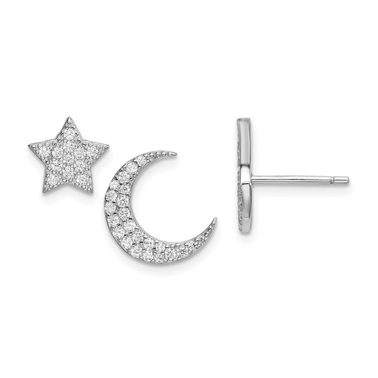 Sterling Silver Moon Star Earrings