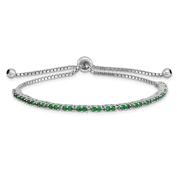 Sterling Silver Green Cubic Zirconia Bracelet