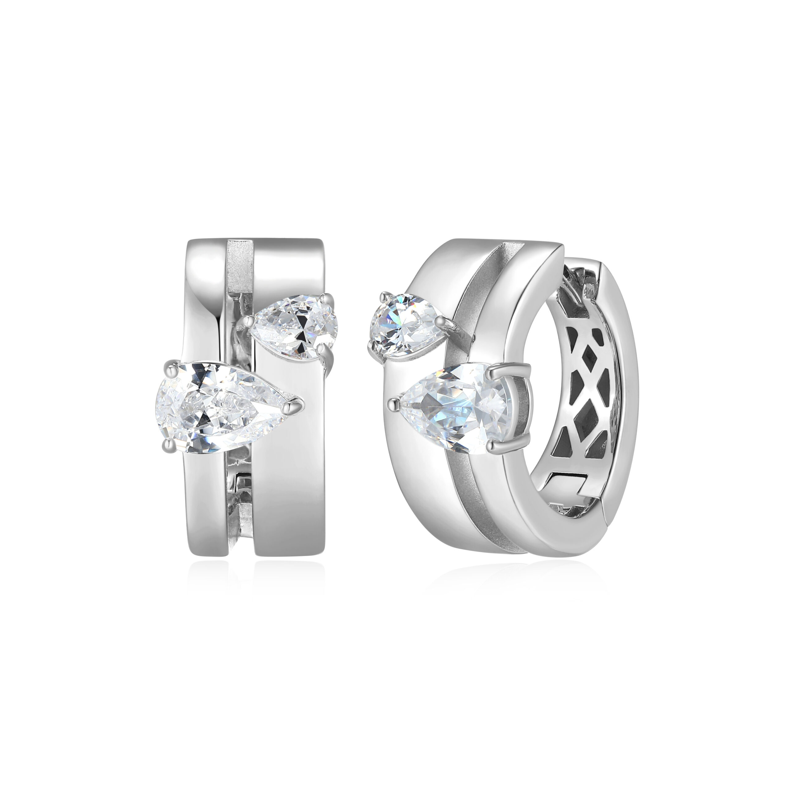 Reign Sterling Silver Cubic Zirconia Huggie Earrings