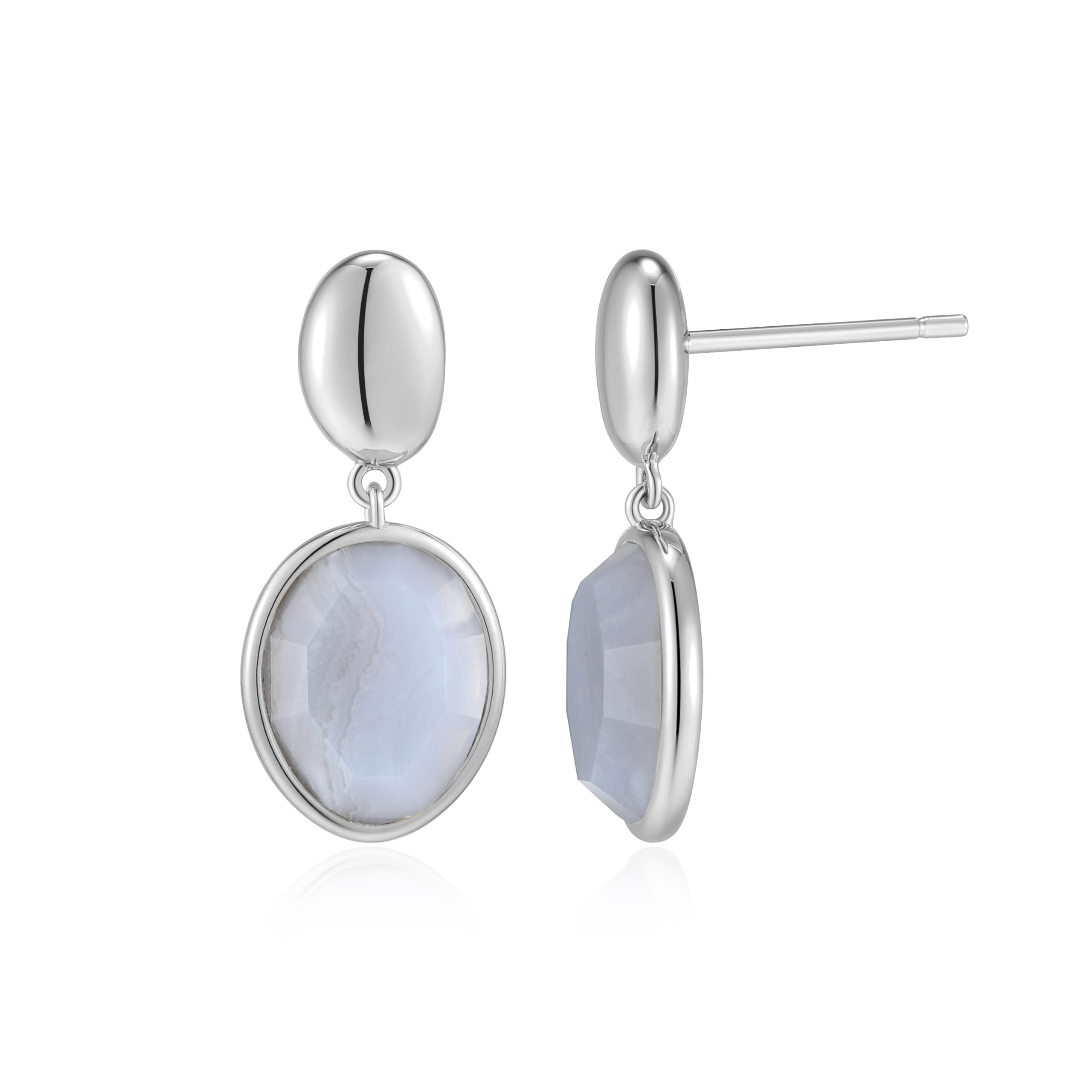 Sterling Silver ELLE Blue Lace Agate Earrings