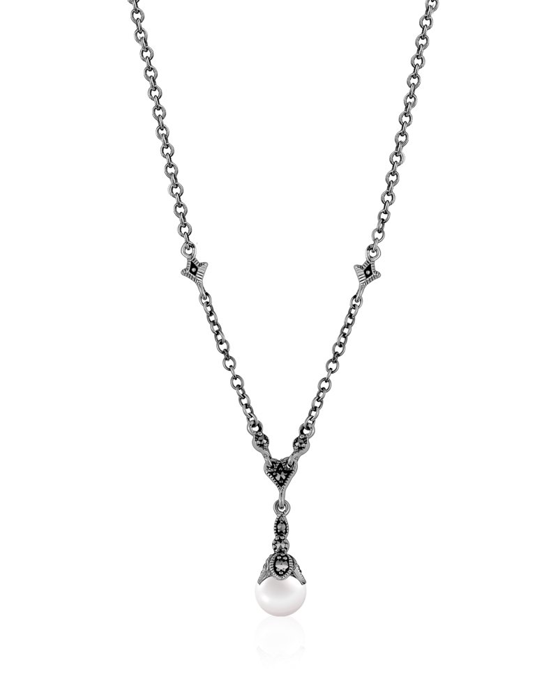 Sterling Silver Marcasite Y-Necklace