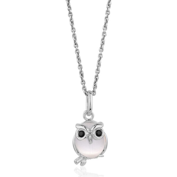Sterling Silver 'Cat's Eye" Owl Necklace