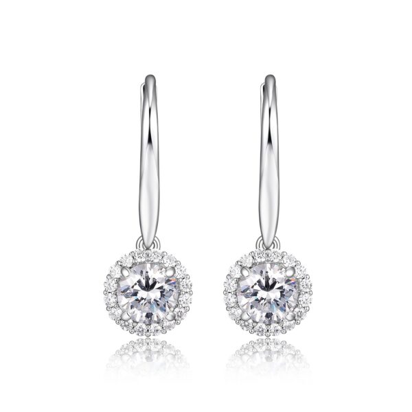 Reign Silver CZ Halo Drop Earrings