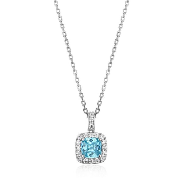 Silver ELLE Blue Cubic Zirconia Necklace