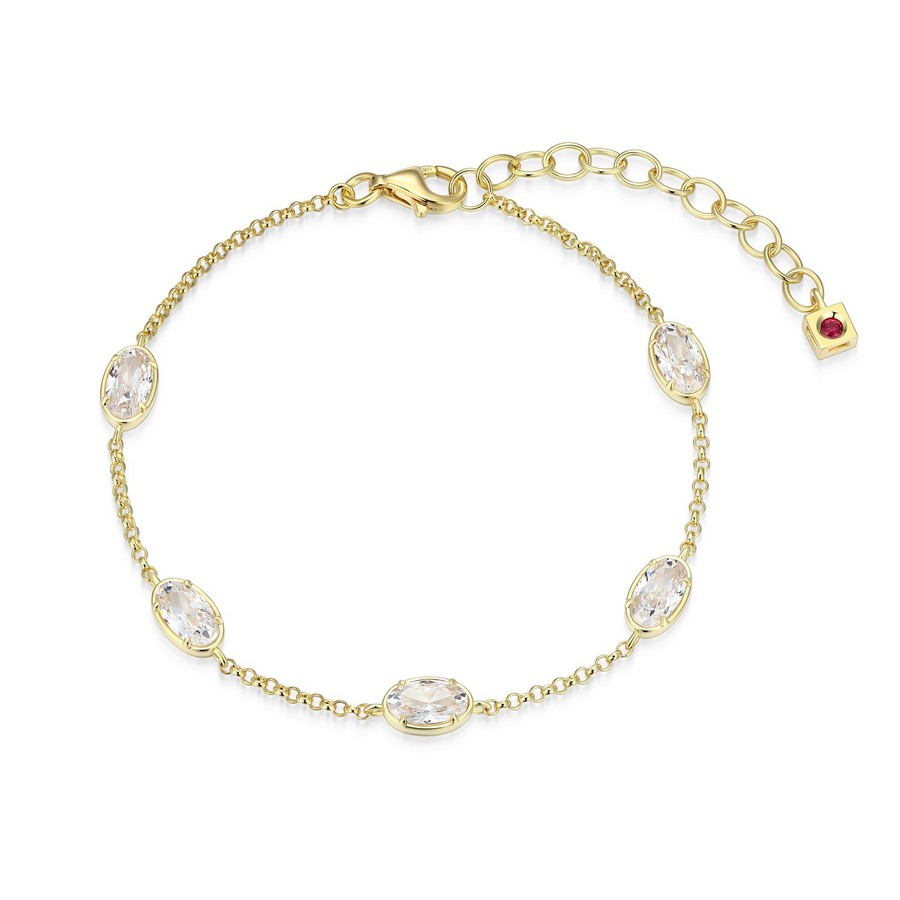 ELLE Silver Gold Plated CZ Station Bracelet