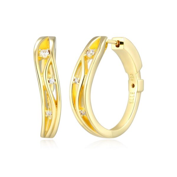 ELLE Gold Plated CZ Hoop Earrings