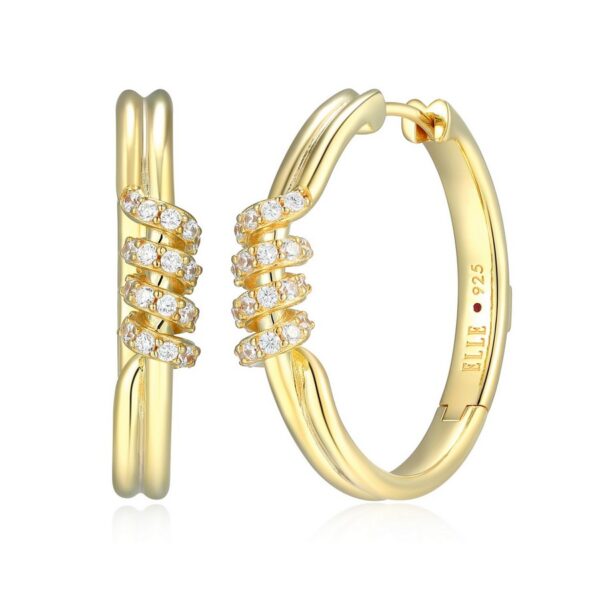 ELLE Gold Plated CZ Hoop Earrings