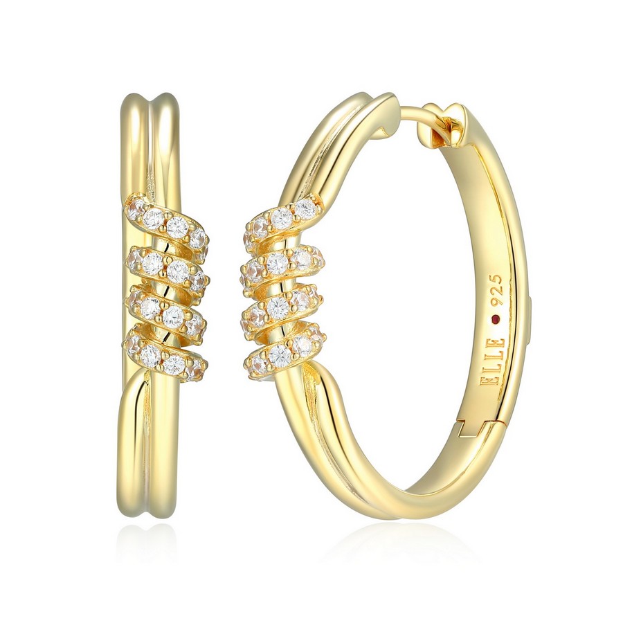 ELLE Gold Plated CZ Hoop Earrings