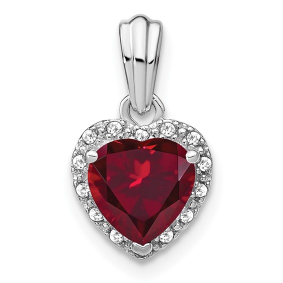 Sterling Silver Lab Grown Ruby Pendant