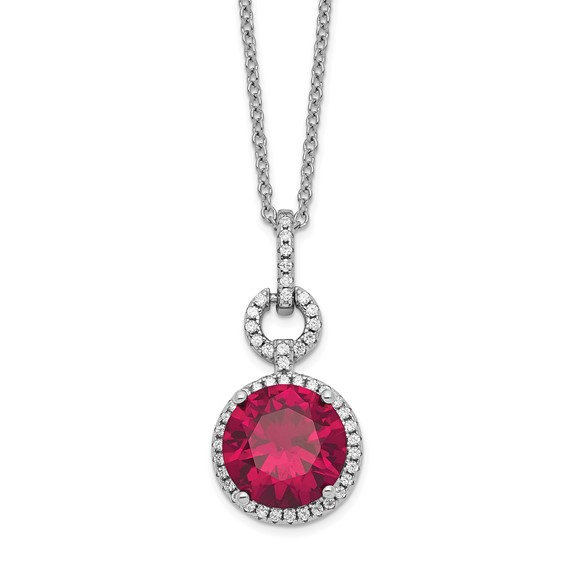 Sterling Silver Lab Grown Ruby Necklace