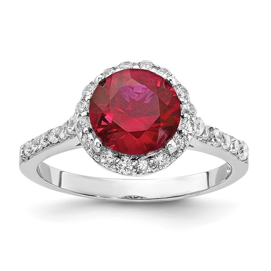 Sterling Silver Lab Grown Ruby Ring