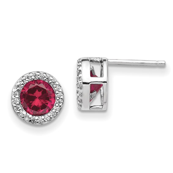 Sterling Silver Lab Grown Ruby Earrings