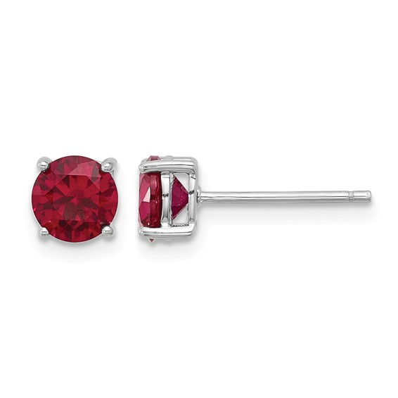 Sterling Silver Lab Grown Ruby Earrings