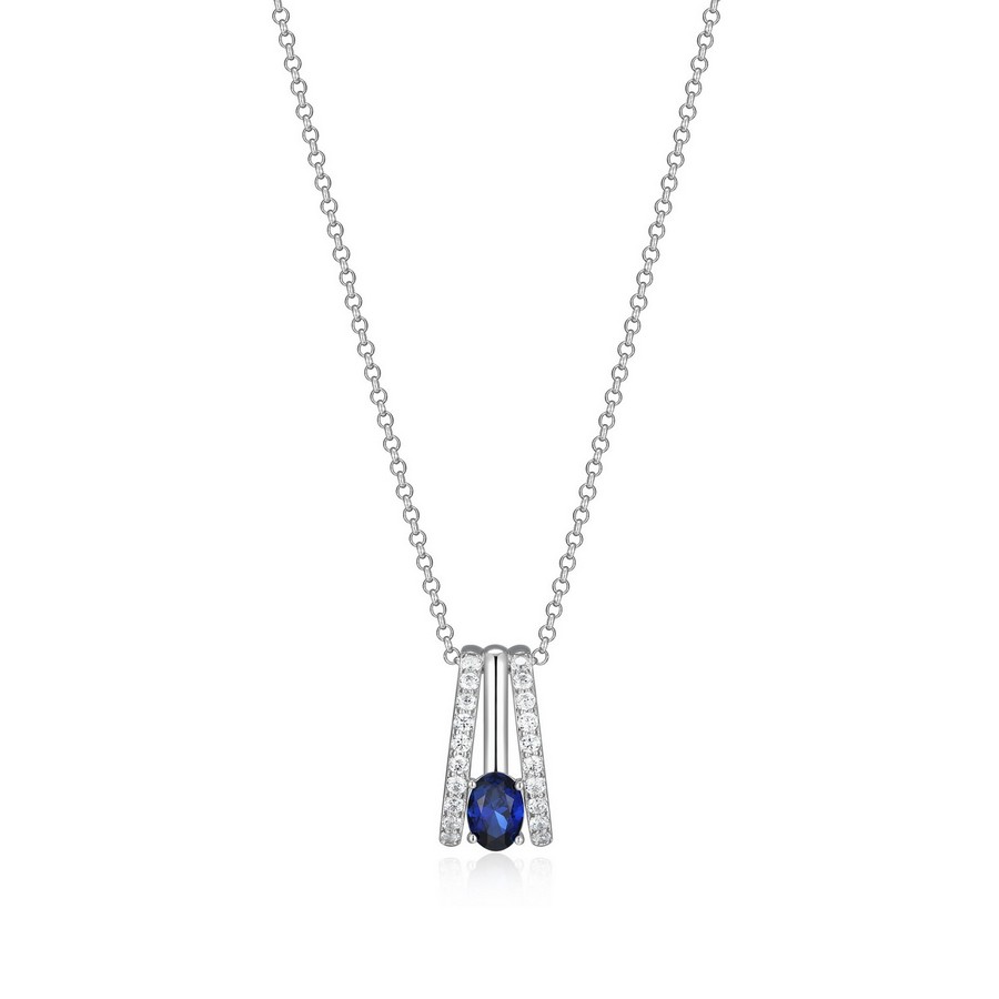 ELLE Silver Created Sapphire Necklace