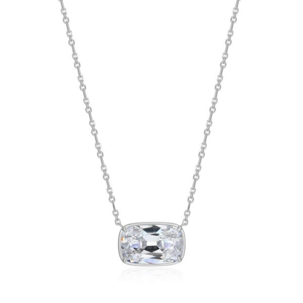 ELLE Silver Elongated Cushion CZ Necklace