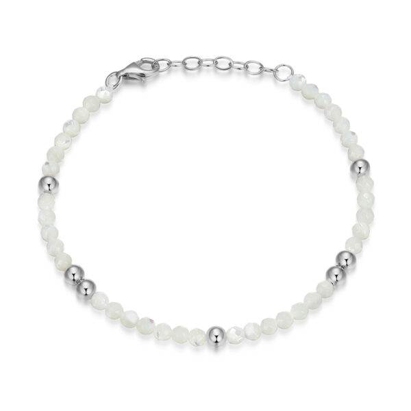 Reign Silver Mother of Pearl Bead Bracelet