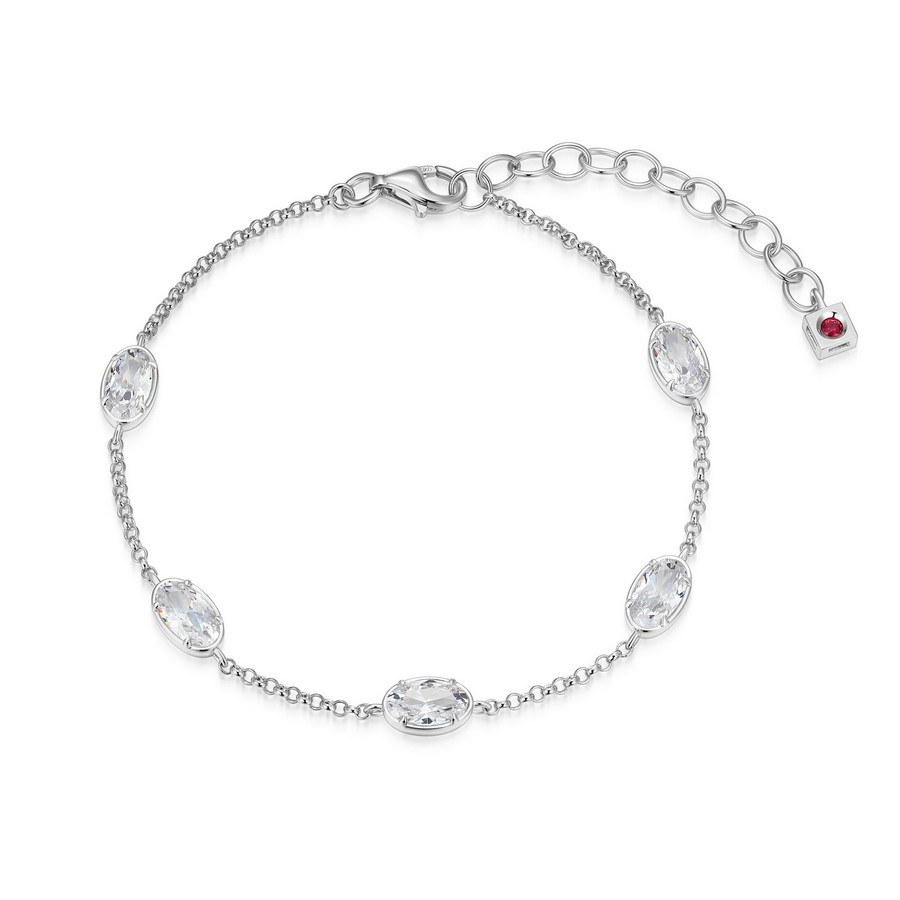 ELLE Silver CZ Station Bracelet