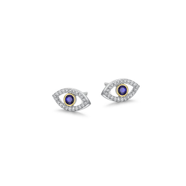 Reign Silver Evil Eye Stud Earrings