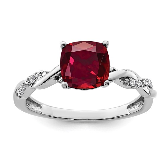 Sterling Silver Lab Grown Ruby Ring