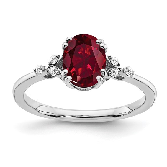 Sterling Silver Lab Grown Ruby Ring
