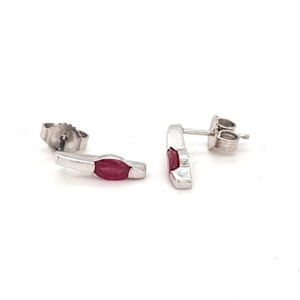 14K White Gold Ruby Earrings