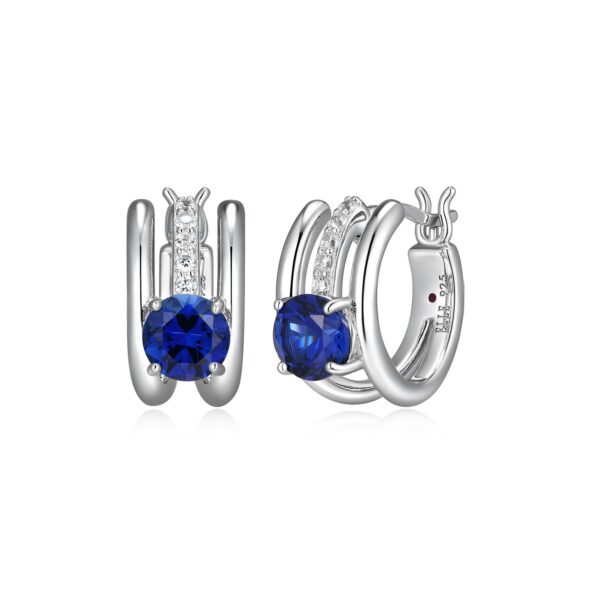 ELLE Silver Created Sapphire "Duchess" Hoops