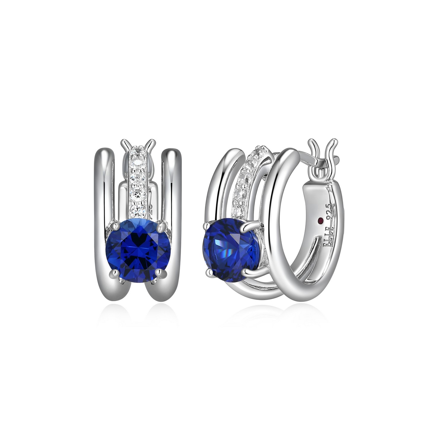 ELLE Silver Created Sapphire "Duchess" Hoops